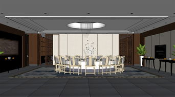 精品新中式餐厅设计 su模型与高清效果图中的中型餐馆意境诠释